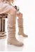 Winda Bej Süet Körüklü Çizme (Numara: 37)