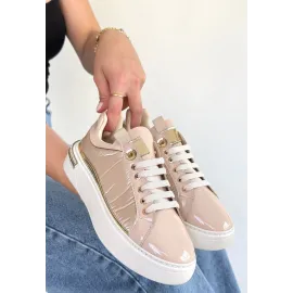 Hley Bej Rugan Paraşüt Detaylı Bağcıklı Spor Ayakkabı (Numara: 38)