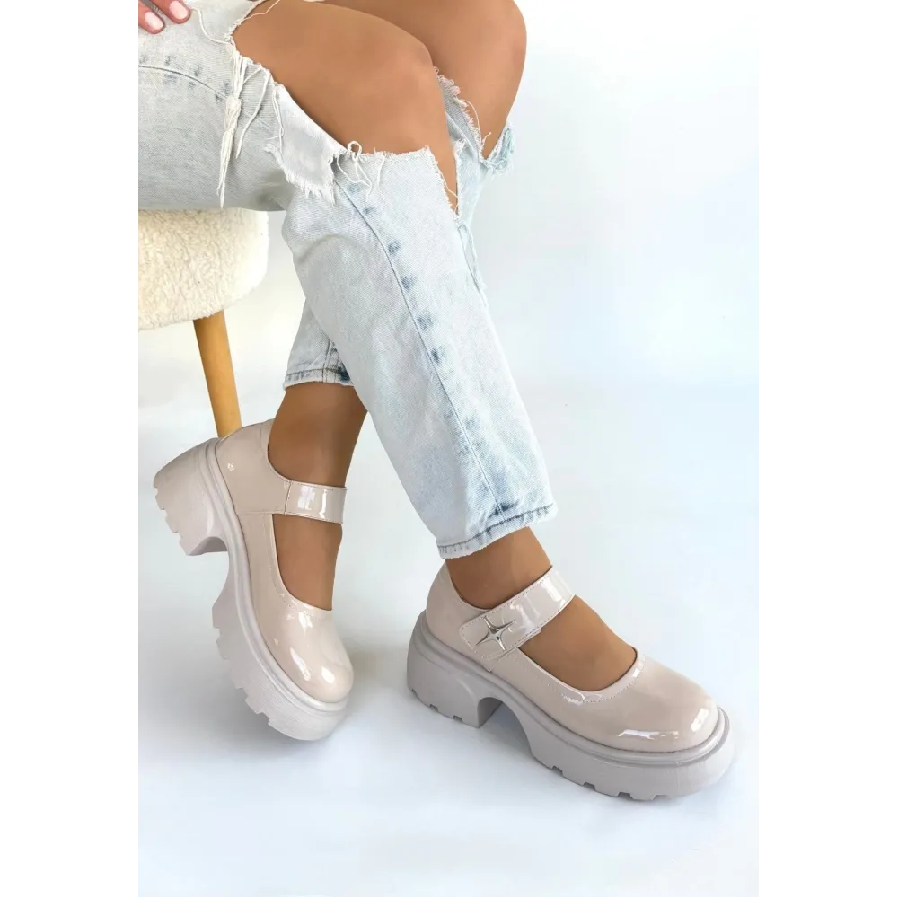 Siyat Bej Rugan Dolgu Topuk Oxford Ayakkabı (Numara: 36)