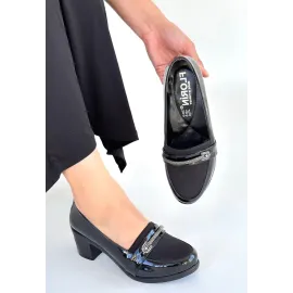 Yoer Siyah Rugan Dolgu Topuk Ayakkabı (Numara: 37)