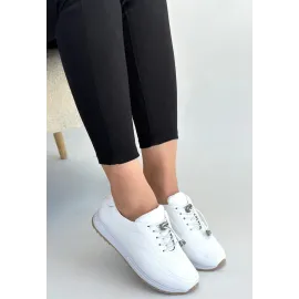 Finna Beyaz Cilt Bağcıklı Spor Ayakkabı (Numara: 36)