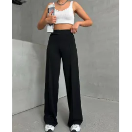 Önü Çımalı Pantolon Siyah (Beden: Xxl)