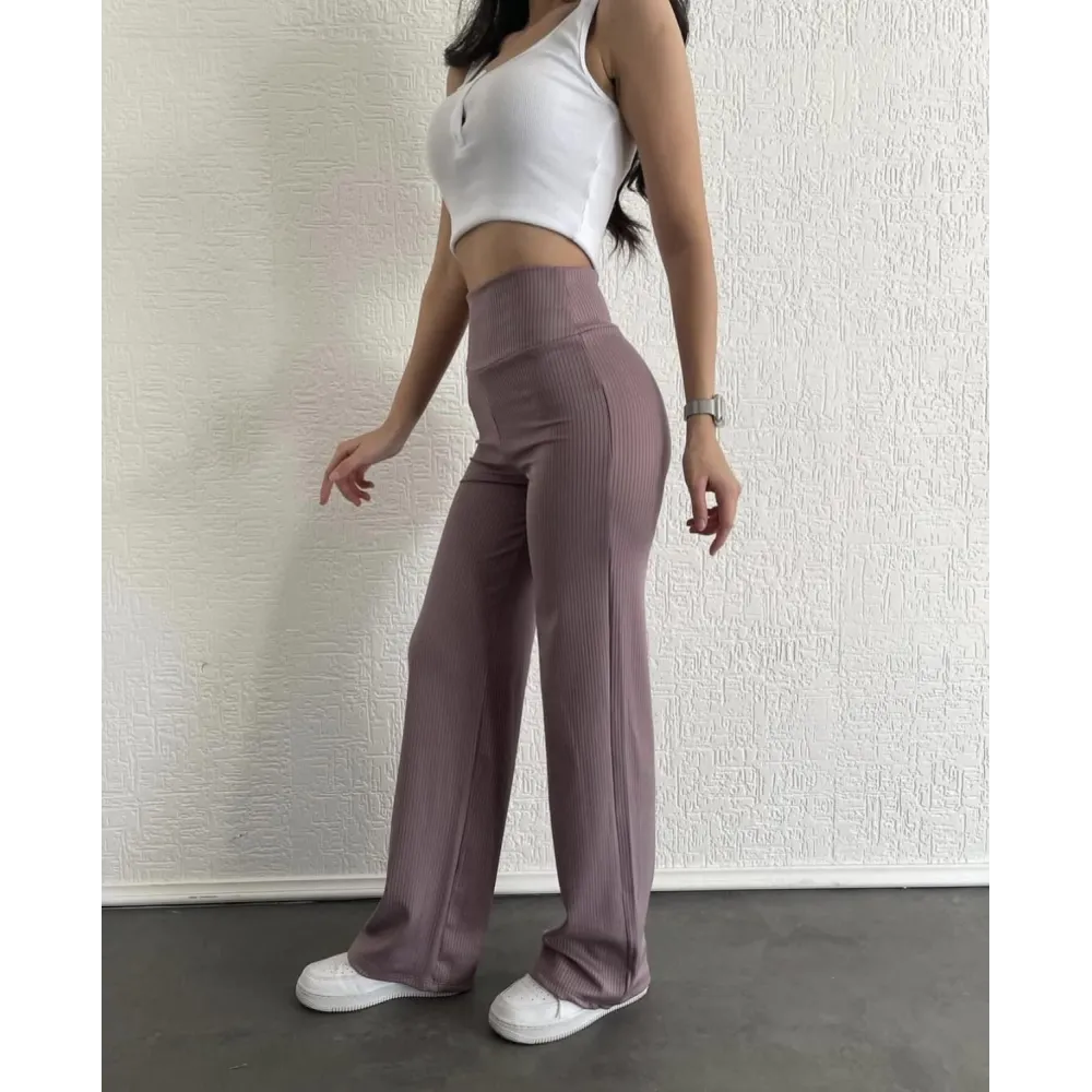 Fitilli Palazzo Pantolon Sütlükahve (Beden: Xl)