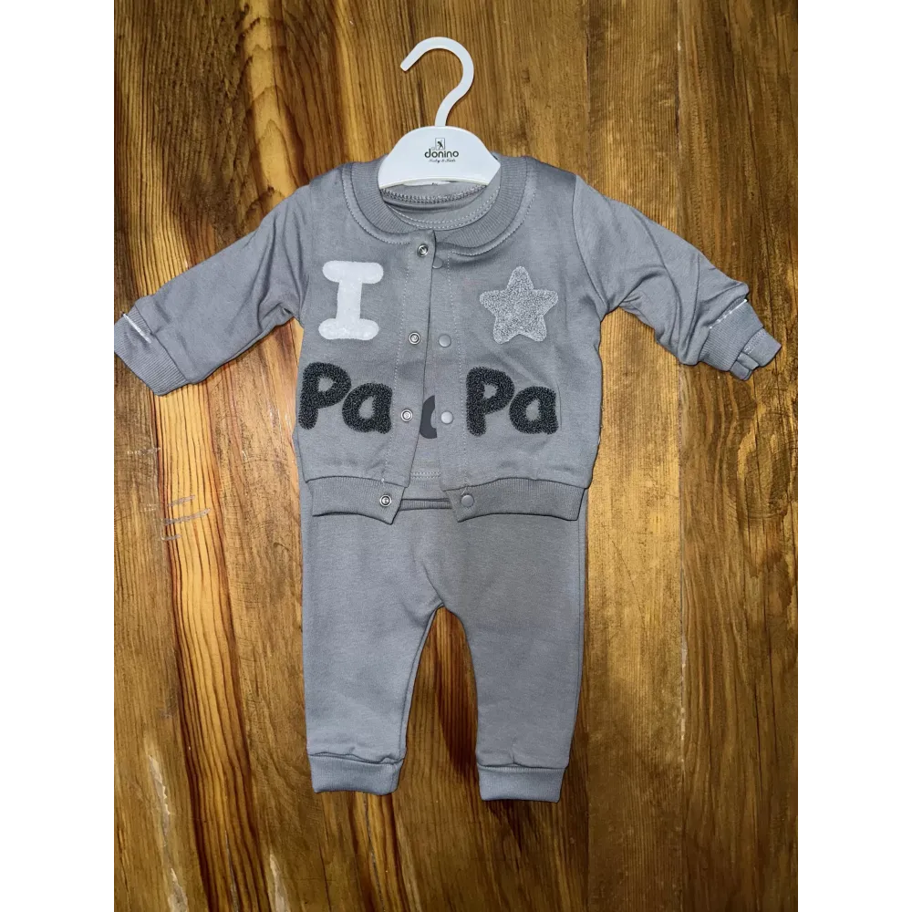 3-12 Aylık Üçlü Kolej Ceketli Takım Gri (Beden: 3-6)