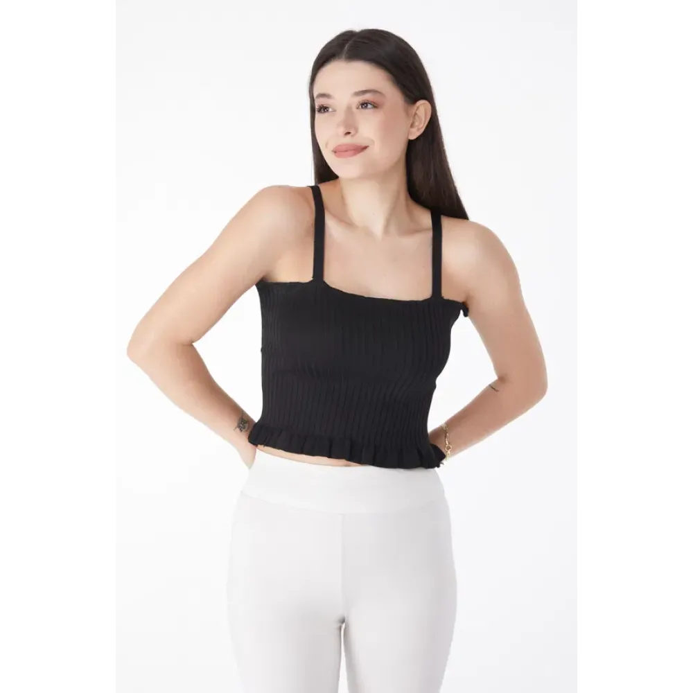 Yazlık Triko Crop Siyah (Beden: Standart)