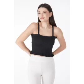 Yazlık Triko Crop Siyah (Beden: Standart)