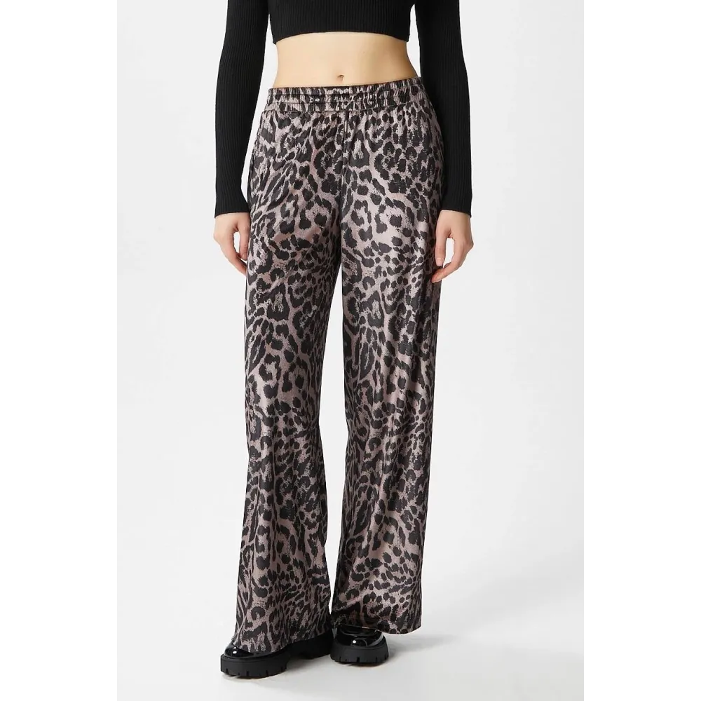Leopar Desen Pantolon Bej (Beden: S)