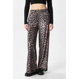Leopar Desen Pantolon Bej (Beden: S)