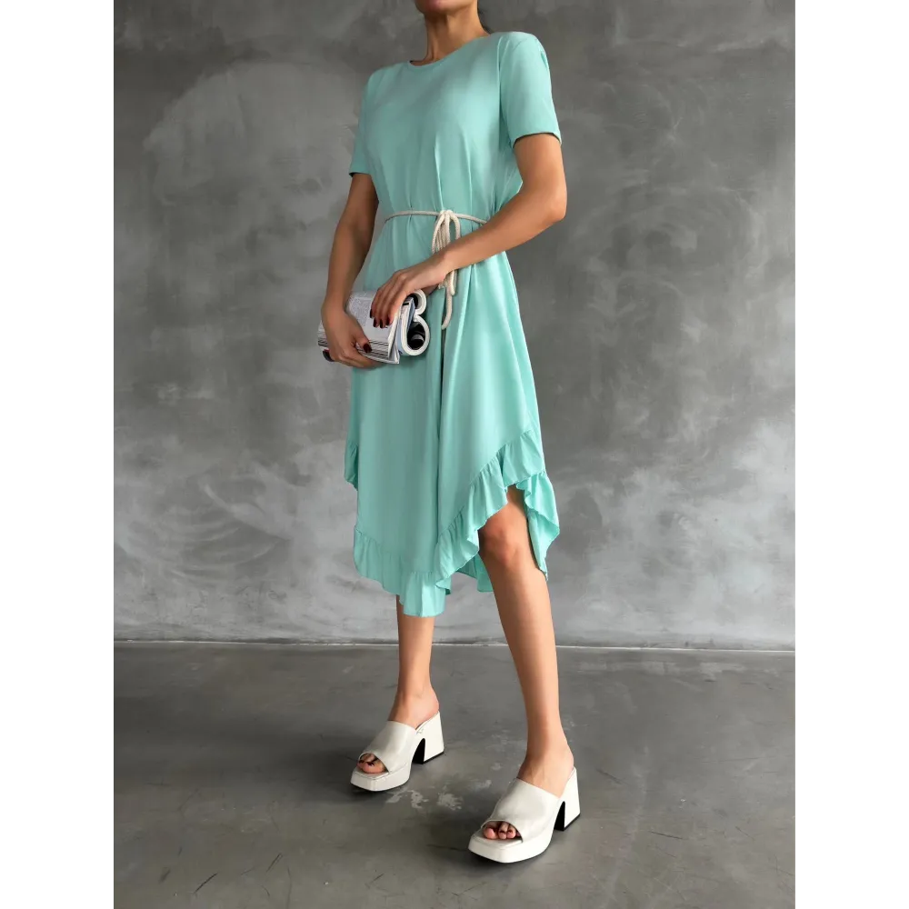 Kuşaklı Elbise Mavi (Beden: Standart)