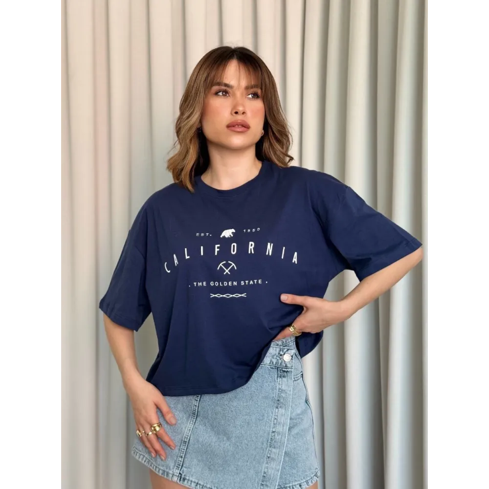 Clfrn Baskılı Tişört Lacivert (Beden: S)