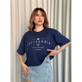 Clfrn Baskılı Tişört Lacivert (Beden: M)