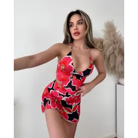 Kırmızı Desenli Alt Üst Takım (Beden: M)