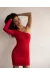 Tek Kol Elbise Kırmızı (Beden: M)