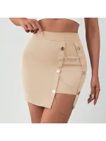 Zincirli Mini Etek S241008 Bej (Beden: L)