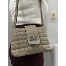 Kapaklı Kapitone Vizon Cilt Çanta (Beden: Standart)