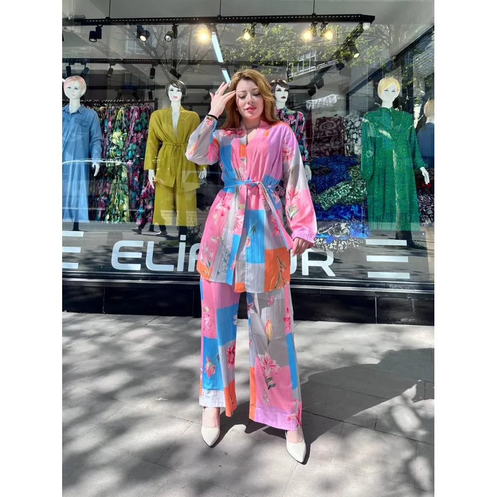 Ceketli Baskılı Takım Pembe (Beden: S)