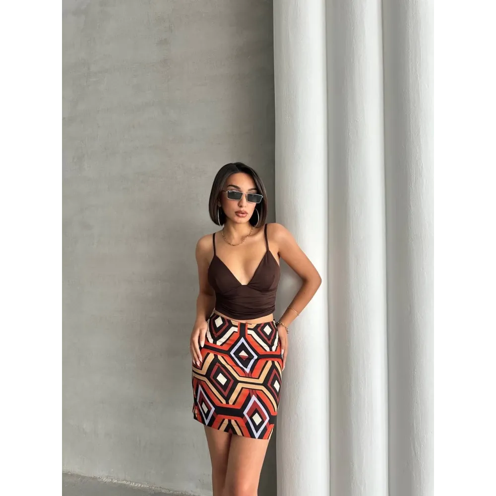 Etnik Desen Etek S25470 Kırmızı (Beden: M)