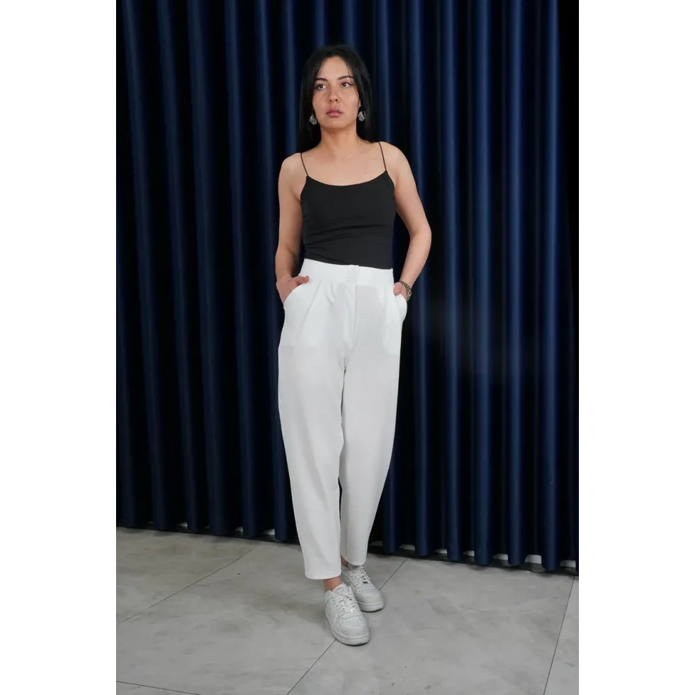 Havuç Pantolon 3326 Beyaz (Beden: S)