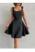 Kadın Kare Yaka Kısa Elbise S251188 Siyah (Beden: M)