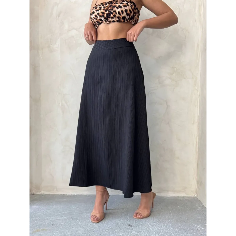 Uzun Astarlı Etek S255043 Siyah (Beden: S)