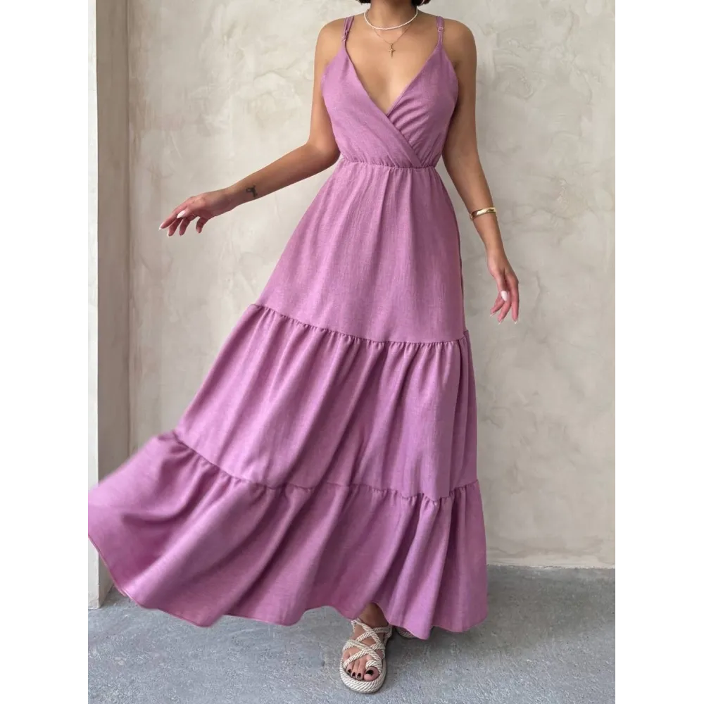 Fırfırlı Katlı Elbise S255049 Gül (Beden: L)