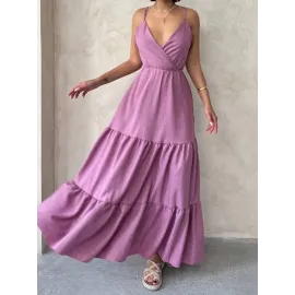 Fırfırlı Katlı Elbise S255049 Gül (Beden: L)