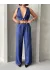 Crop Pantolon Keten Takım S255012 Lacivert (Beden: Xl)