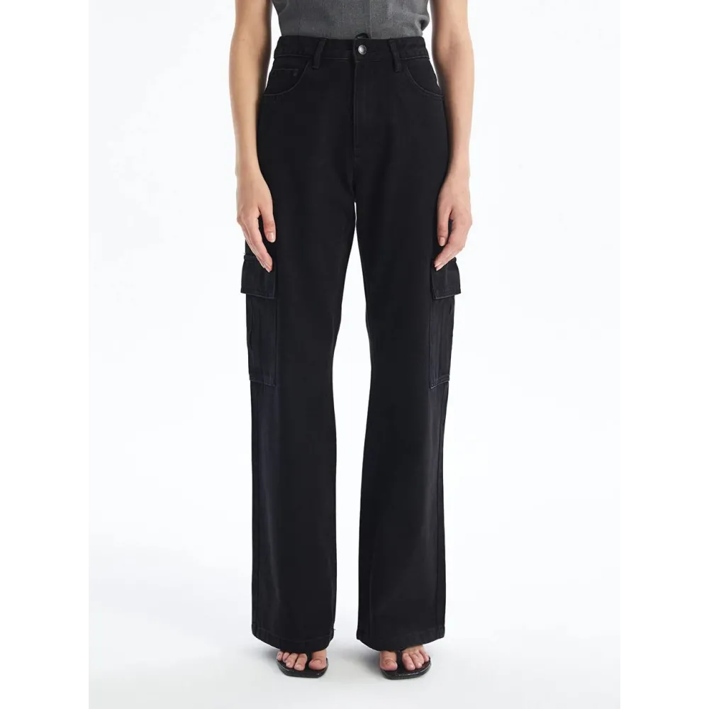 Kargo Cep Jeans Pantolon Siyah (Beden: 24)