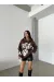 3 İplik Şardonlu Oversize Out Of Baskılı Sweat Kahve (Beden: M)
