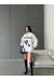 3 İplik Şardonlu Oversize True Baskılı Sweat Beyaz (Beden: L)