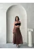 Uzun Astarlı Etek S255043 Kahve (Beden: L)