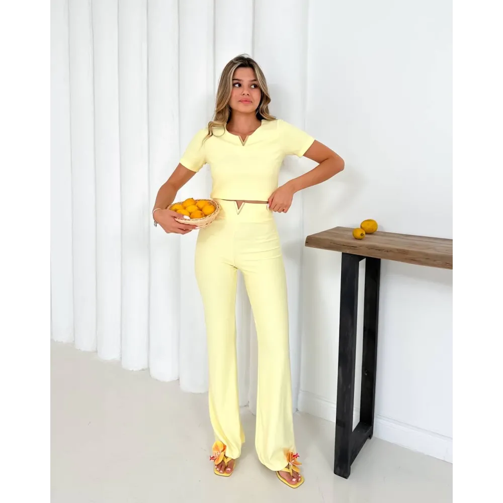 V Aksesuarlı Ottoman Takım Sarı S255850 (Beden: M)