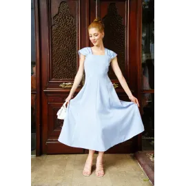 U Yaka Prenses Elbise Mavi S255101 (Beden: M)