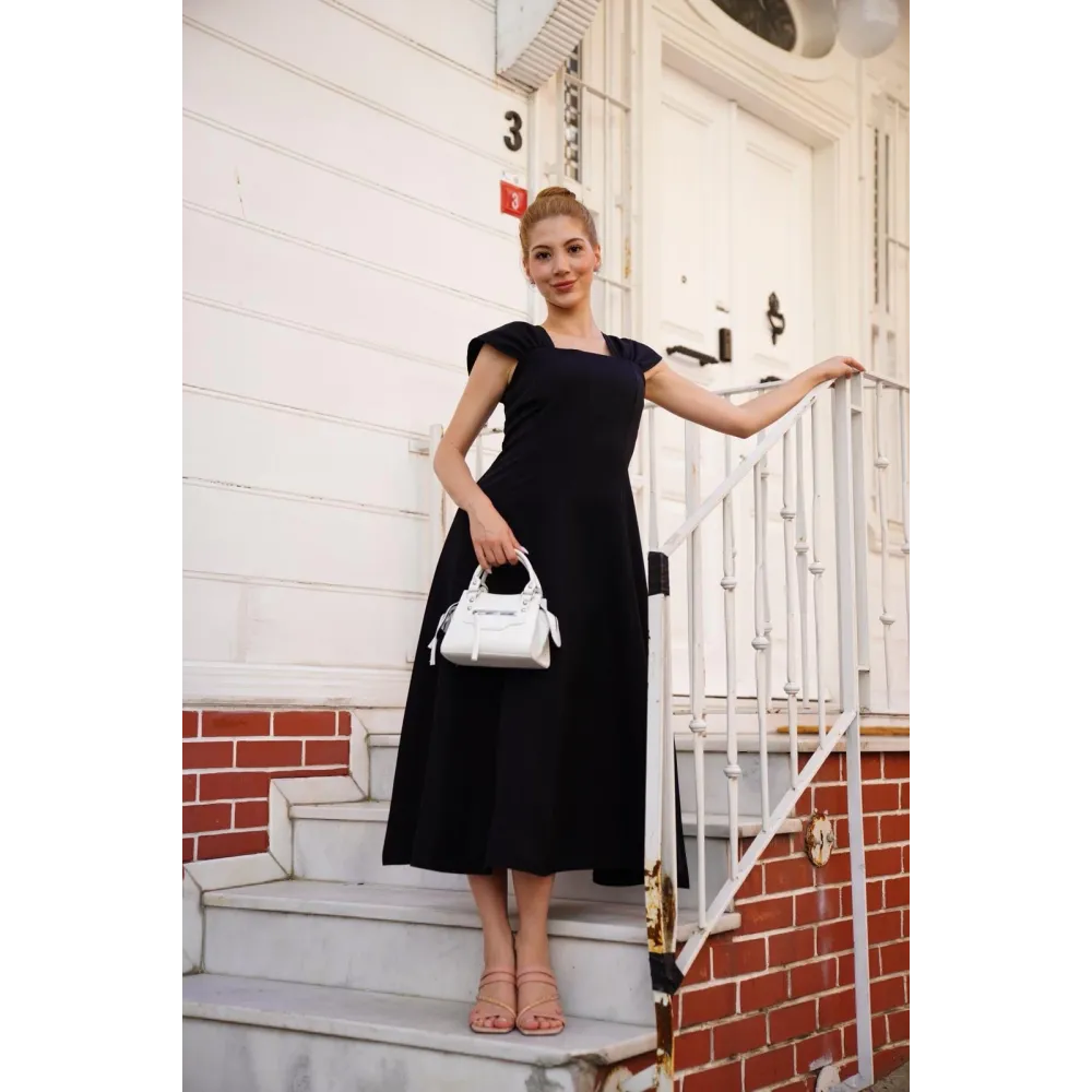 U Yaka Prenses Elbise Siyah S255101 (Beden: Xl)