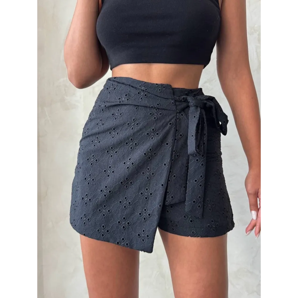 Brodeli Şort Etek S255075 Siyah (Beden: M)