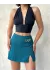 Zincirli Şort Etek Petrol Yeşili S24676 (Beden: L)