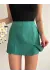 Çift Yırtmaçlı Atlas Şort Etek Yeşil S240364 (Beden: M)