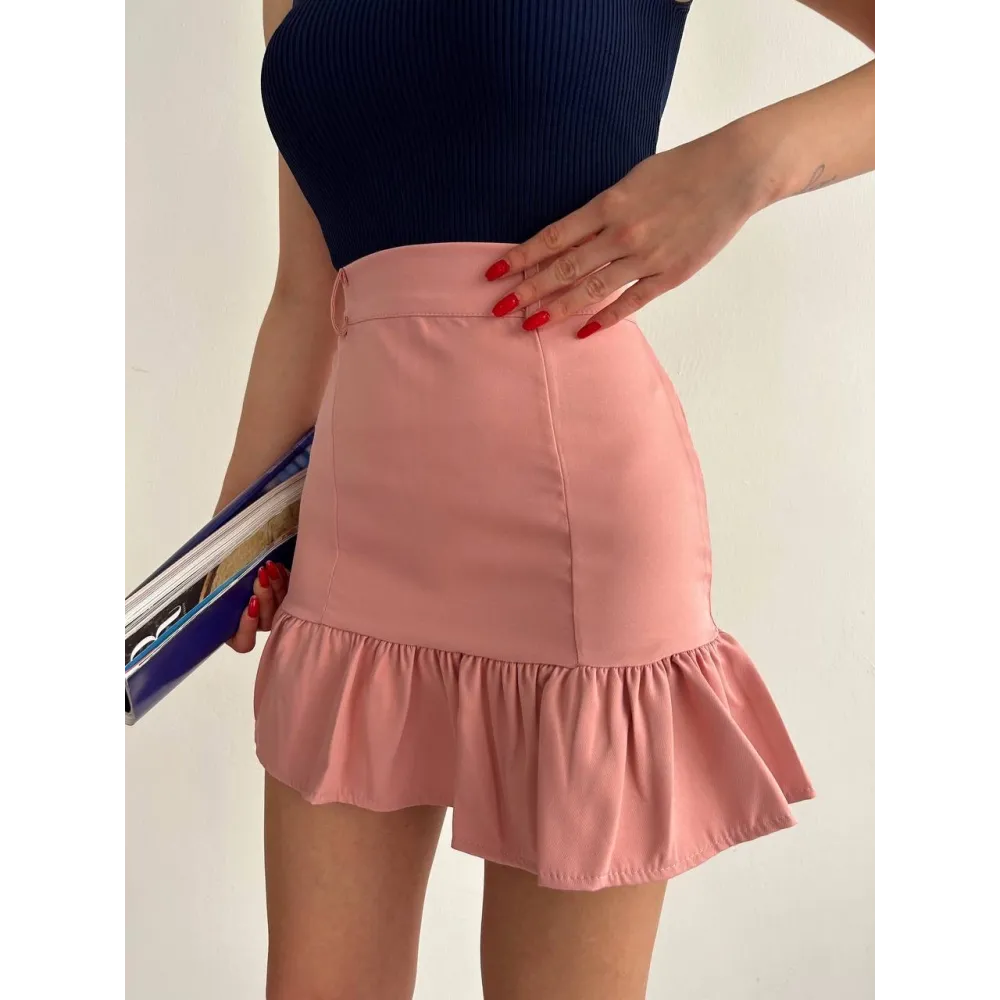 Altı Fırfırlı Etek Pudra S24817 (Beden: L)