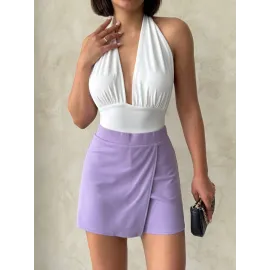 Kapaklı Şort Etek Lila S208 (Beden: M)