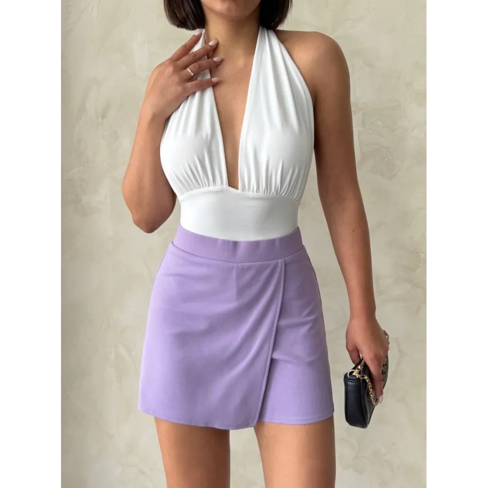 Kapaklı Şort Etek Lila S208 (Beden: L)