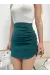 Yanı Büzgülü Etek Yeşil S24718 (Beden: L)