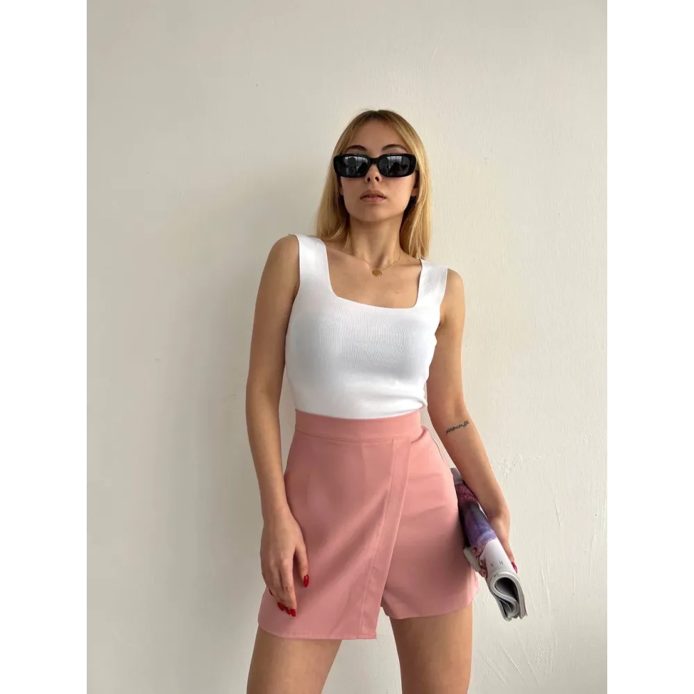 Kapaklı Şort Etek Pudra S208 (Beden: S)