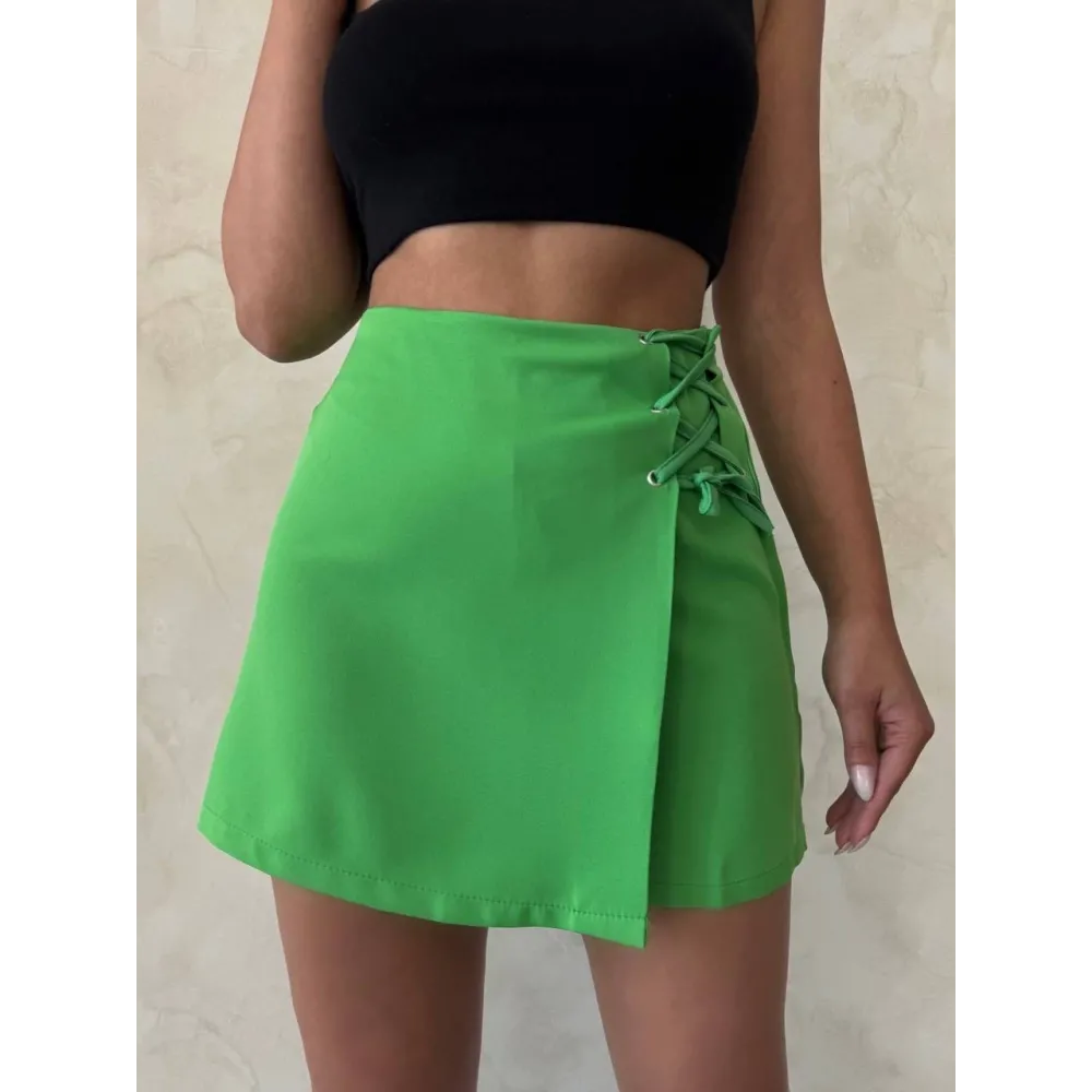 Kuş Gözü Şort Etek Yeşil S25819 (Beden: M)