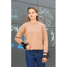 Boncuklu Bile Detaylı Kazak Vizon (Beden: Standart)