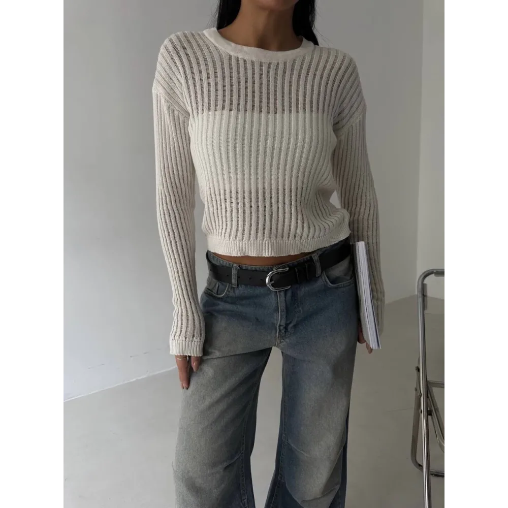 Triko Transparent Bluz Beyaz (Beden: Standart)