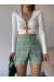 Kapaklı Tüvit Şort Etek Yeşil (Beden: S)