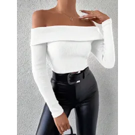 Uzun Kol Madonna Yaka Bluz Beyaz (Beden: S)