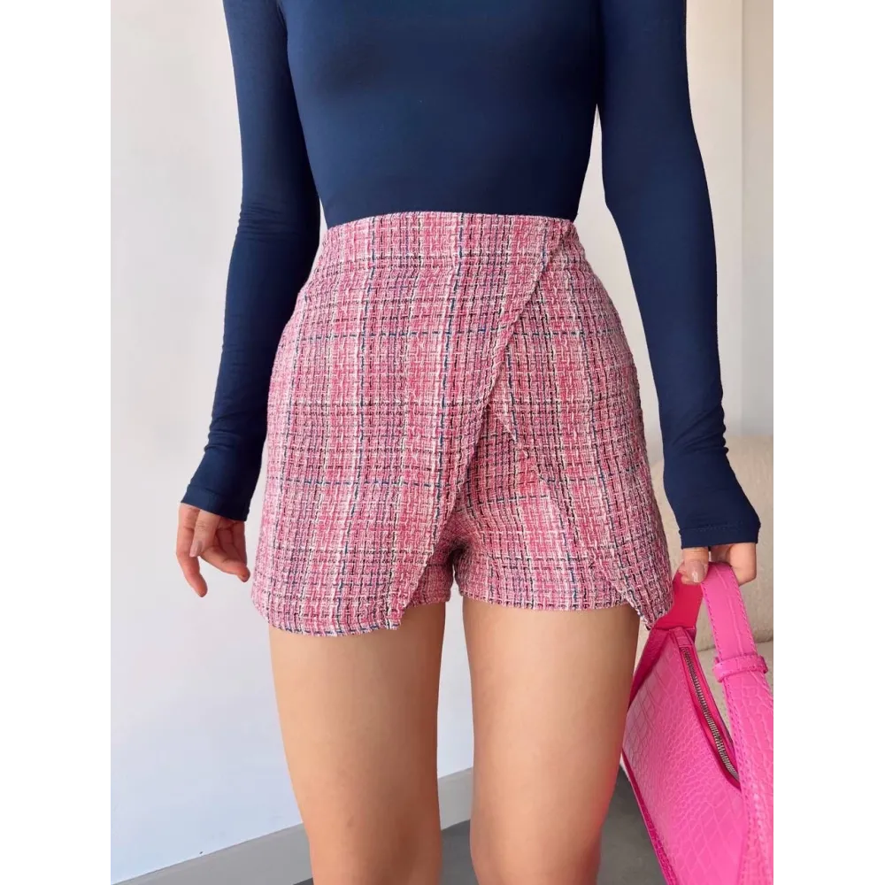 Kapaklı Tüvit Şort Etek Kırmızı (Beden: L)