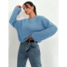 Salaş Delik Detaylı Kazak Mavi (Beden: Standart)