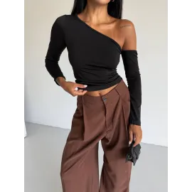 Omuz Detaylı Kollu Bluz Siyah F2336 (Beden: L)